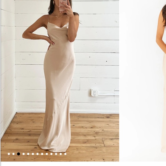 Show Me Your MuMu Champagne Tuscany Maxi Slip Dress Size Small - Picture 1 of 7